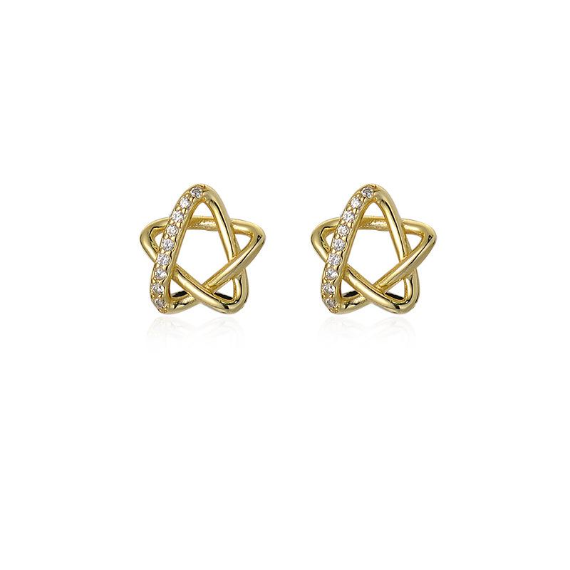 Star Earrings Inlaid with Diamonds Light Luxury High-end and Exquisite Simple Line Design New Earrings