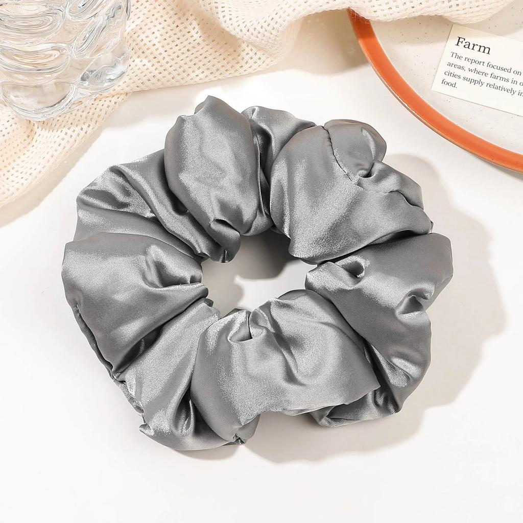 Weiches Kissen Elastisches Haarband Scrunchie für Frauen Luxus Design Große Blume Gefüllt Baumwolle Einfarbig Satin Pferdeschwanzbinder Accessoires