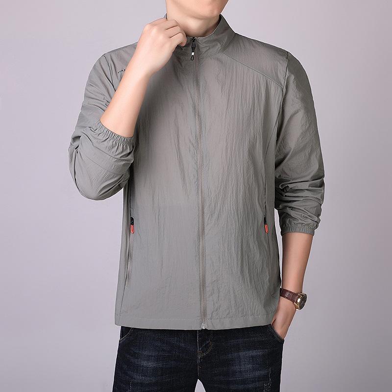 Męska letnia kurtka przeciwsłoneczna Ice Silk Sun Protection Jacket - szybkoschnąca, oddychająca, cienka, ze stójką do użytku na zewnątrz