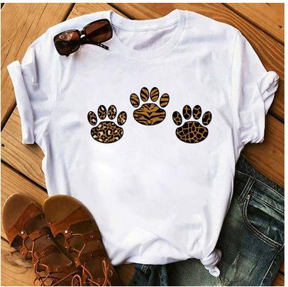 OUnisexs Shortsleeved Tshirt Fashionable Leopard Print Heart Print Base Shirt Women Clothes Graphic T Shirts