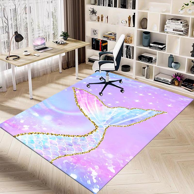 1PC Mermaid Tail Non-Slip Floor carpet, Office, family, bedroom, Studio - Large Area Rug, Vibrant Colors, Longlasting Material-X420