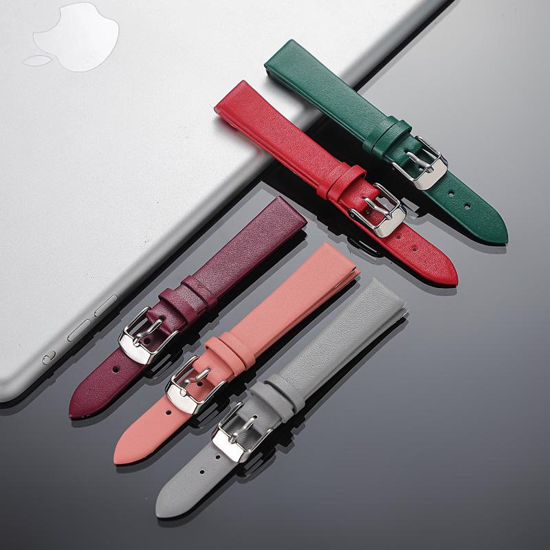 Ultra-Thin Soft Matte Unisex Cowhide Watch Strap with Medium-Luster Microfiber and Flat Grain