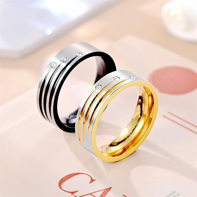 New Titanium Steel Diamond Ring Fashion Couple Ring Ring Temperament Joint Tail Ring