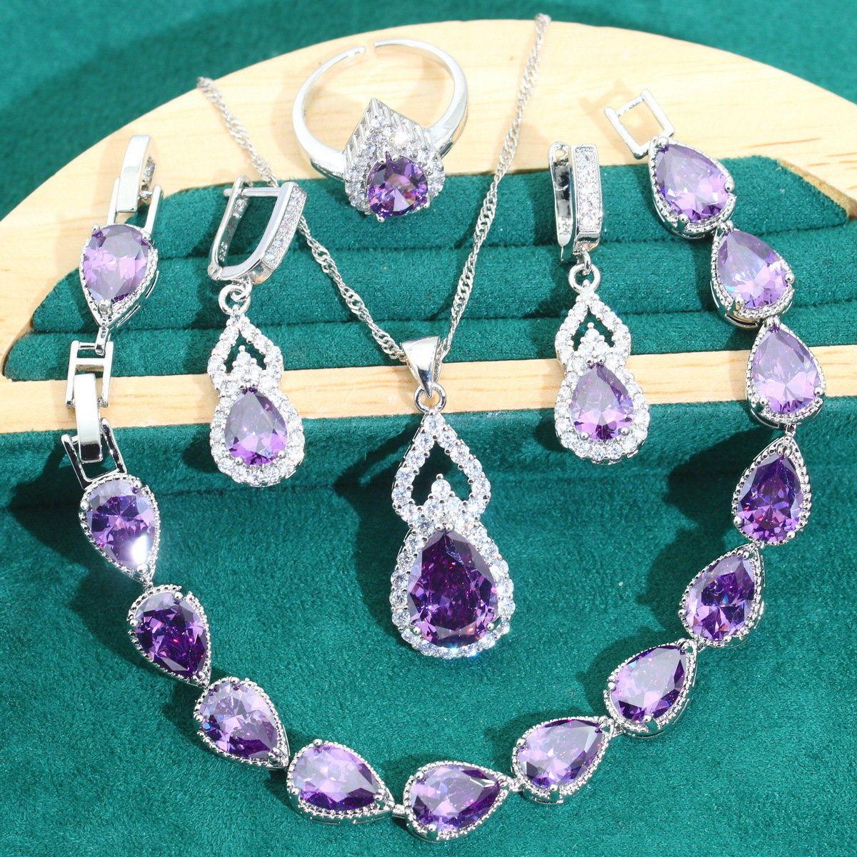 

Новый модный женский комплект ювелирных изделий с кристаллами из четырех штук