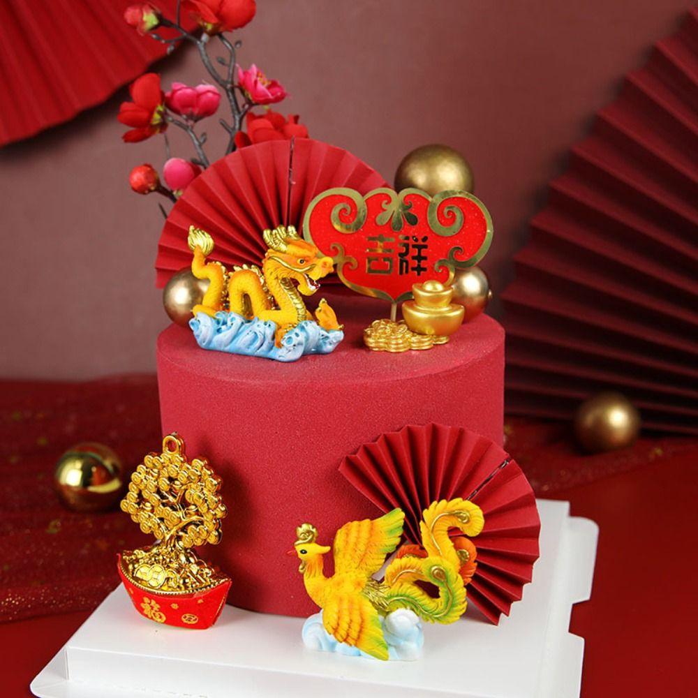 Mythical Animal New Year Ornament Resin Baking Cake Decoration  Spring Festival