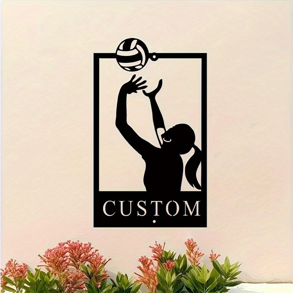 Exclusive Personalized Volleyball Metal Wall Art Retro Art Deco Athletic Space Black Finish