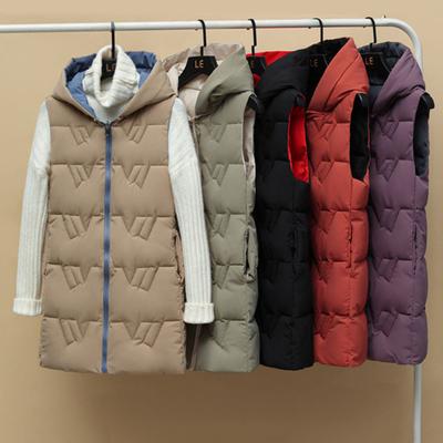 Chaleco de invierno para mujer, grueso, acolchado, con cierre de cremallera, con capucha, ajustado, sin mangas, de color sólido, resistente al viento, con retención de calor, abrigo de plumón para exteriores