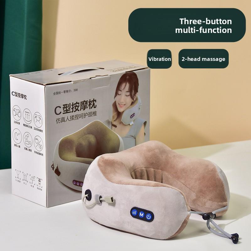 Shoulder and Neck Massage Pillow Household Multifunctional Heating Neck Protector Vibration Kneading Shawl Massager Travel Massage Pillow