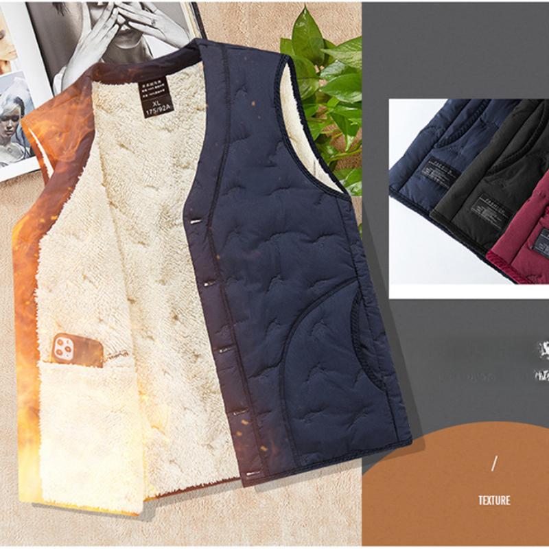 Fashion Waistcoat Men's Autumn and Winter Padded Thickened Cotton Jacket Warm Vest Shoulders Windproof Waterproof Cotton Horse Jacket