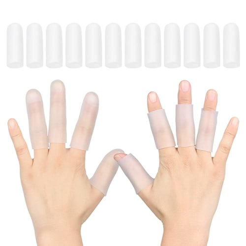 12-Piece Set of Silicone Finger Cots, Unisex, Transparent, for Protecting Finger Joints and Relieving Friction and Pain.