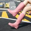 High Tube Water Shoes Women's Waterproof and Non-slip Long Tube Warm Fleece Socks Shoes Rain Shoes Fashion Soft-soled Rain Boots Rubber Shoes