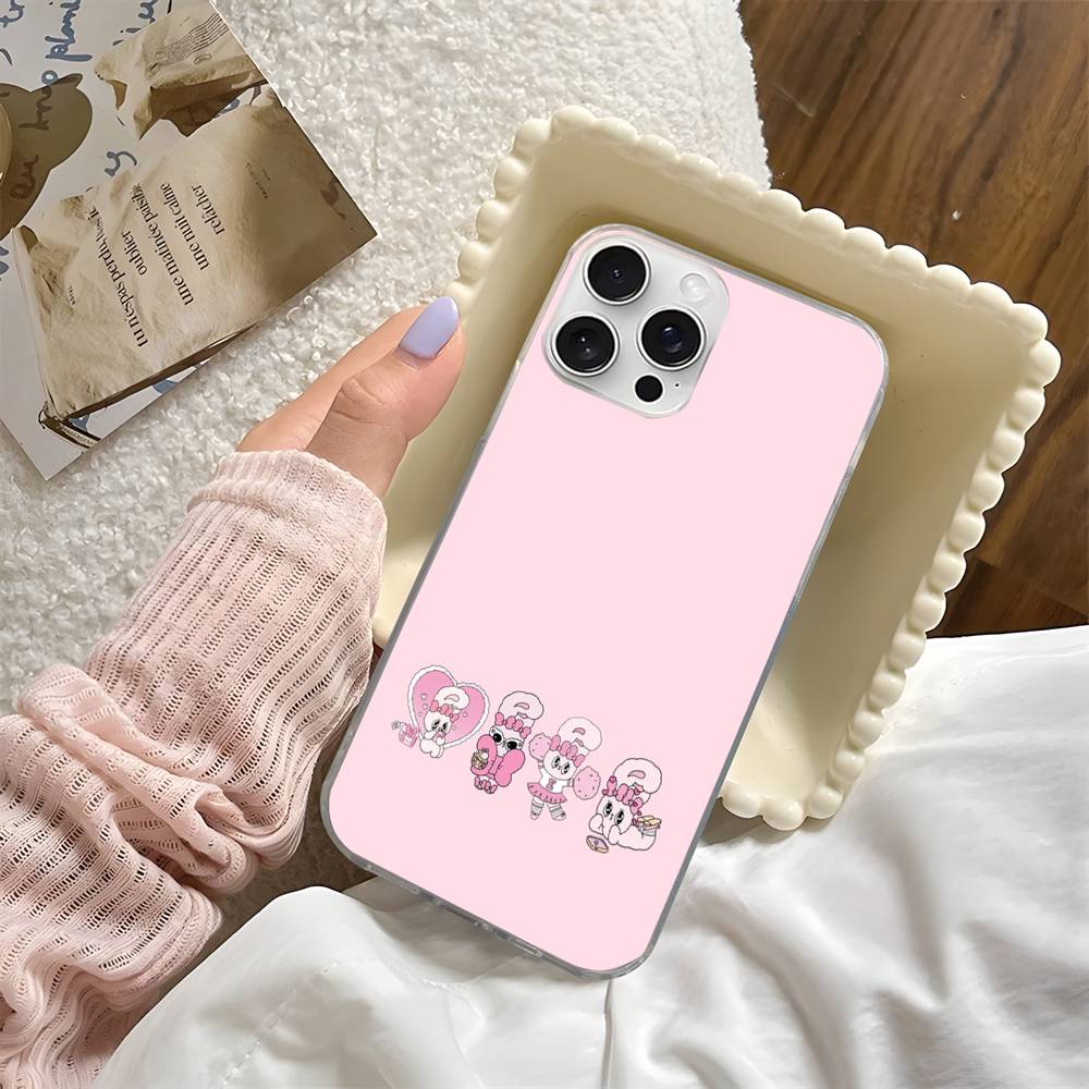 Lovely Cartoon Esthers Bunny For iPhone 14 Pro Max 13 17 11 16 12 15 Air Plus Satin Colorful Phone Case