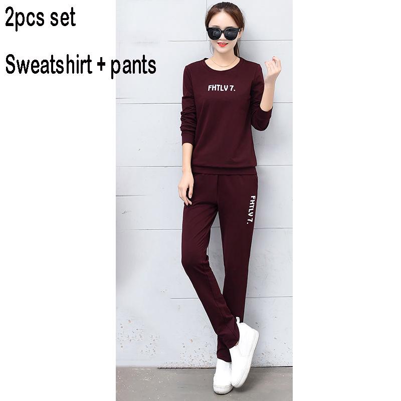 Casual Sweatshirt Set Large Size Spring and Autumn Women 2pcs Set Wild Long Sleeve