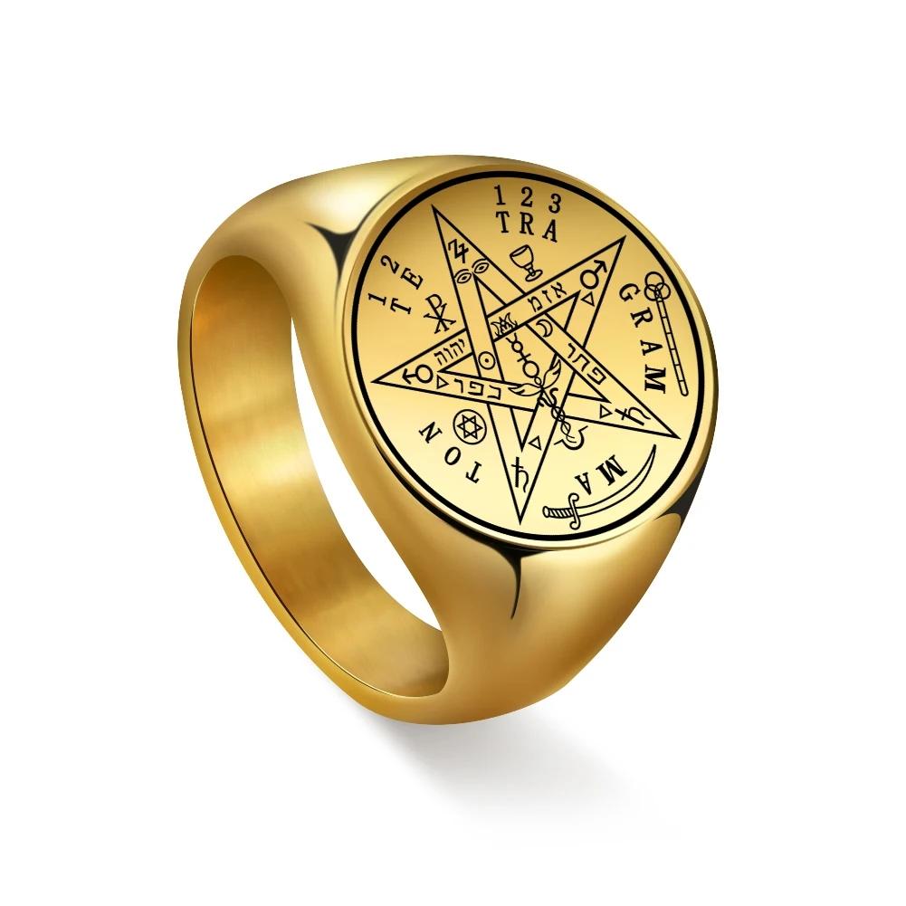 Seal of The Seven Archangels Viking Ring Secret of Universe Rings for Men Stainless Steel Solomon Kabbalah Talisman Jewelry