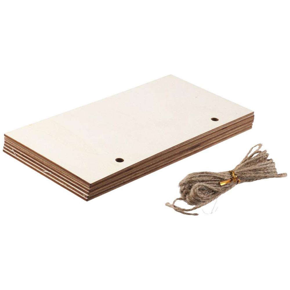 6Pcs 3.94x7.87 Inch Unfinished Wood Sign Wood with Rope Vintage DIY Craft Project Wood Sign  Door