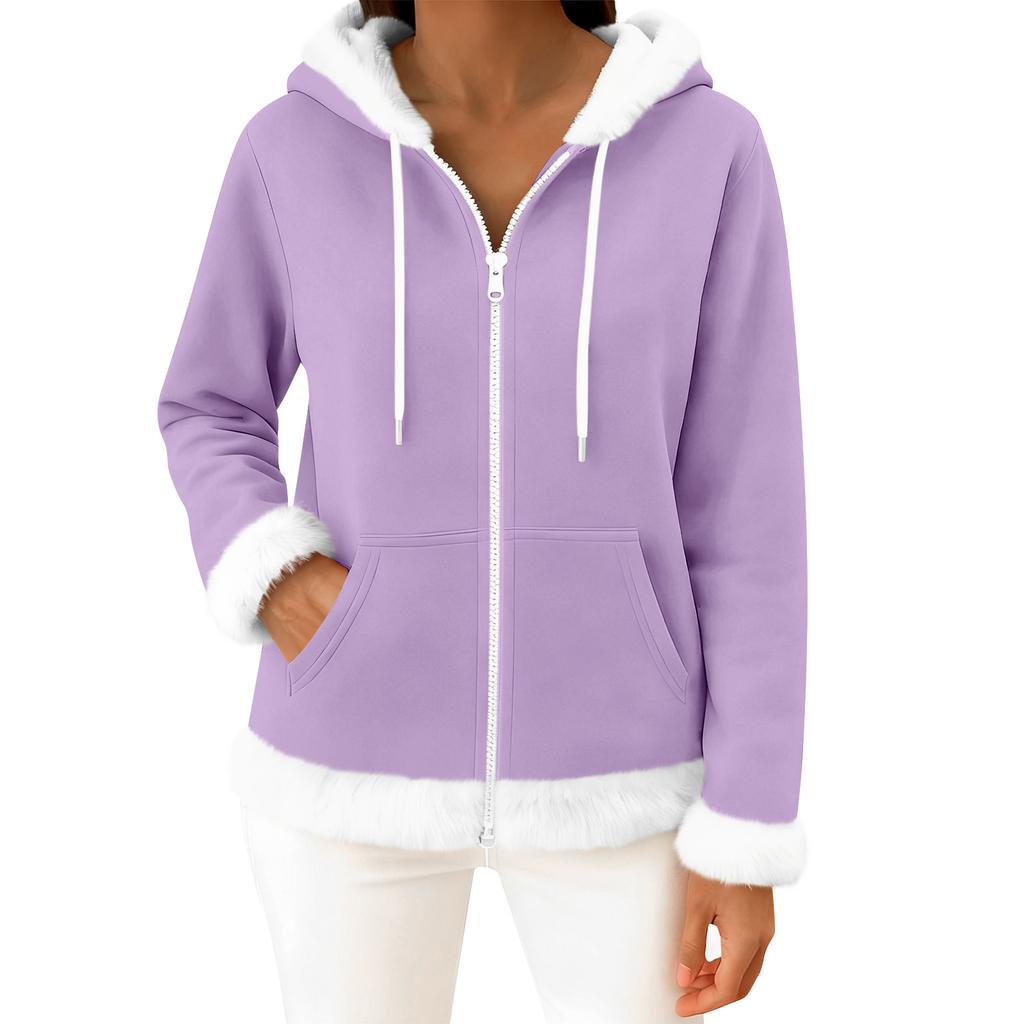 Moteriškas kasdienis madingas ilgomis rankovėmis užsegamas vilnos kardiganas su gobtuvu