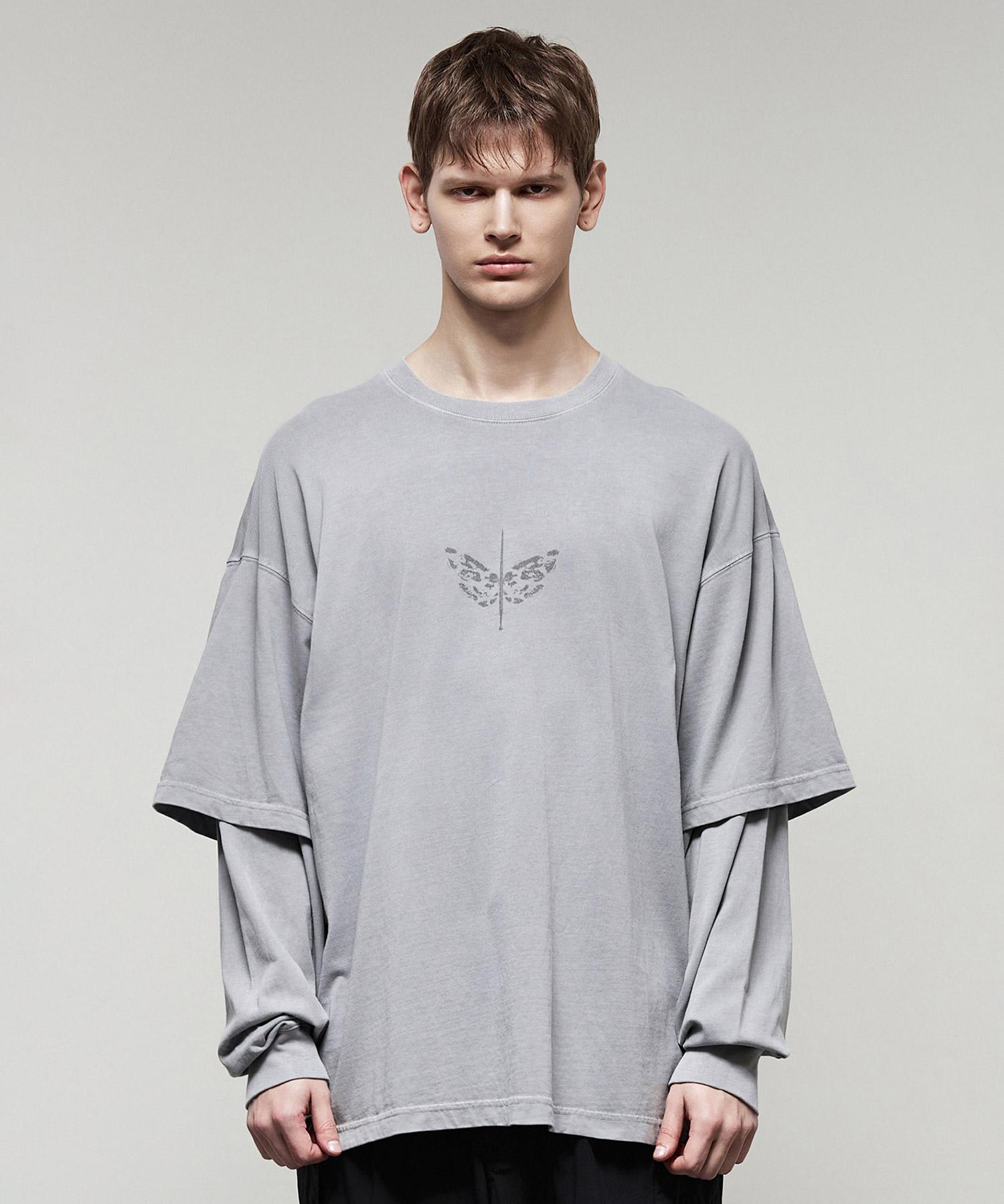 Il Corso Garment-Dyed Layered Long Sleeve T-Shirt Light Grey Iets5E003G1 Light Grey/00S