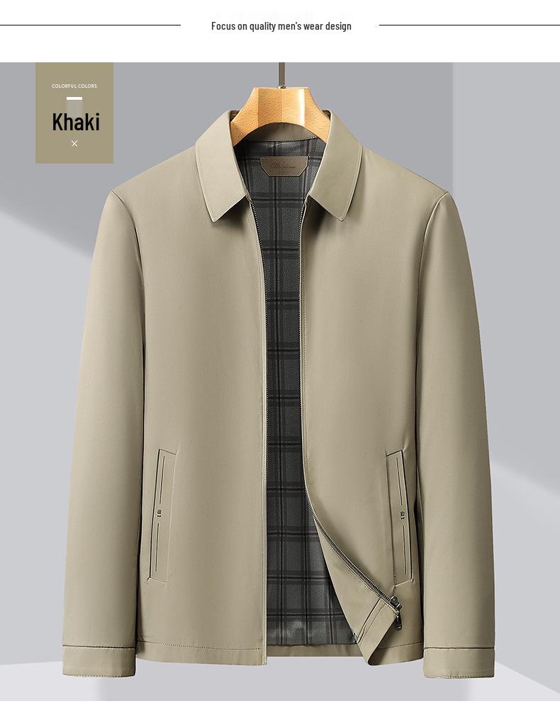 Men's Classic Spring/Autumn Lapel Jacket — Business Casual Dad Style for Young & Middle-Aged Men