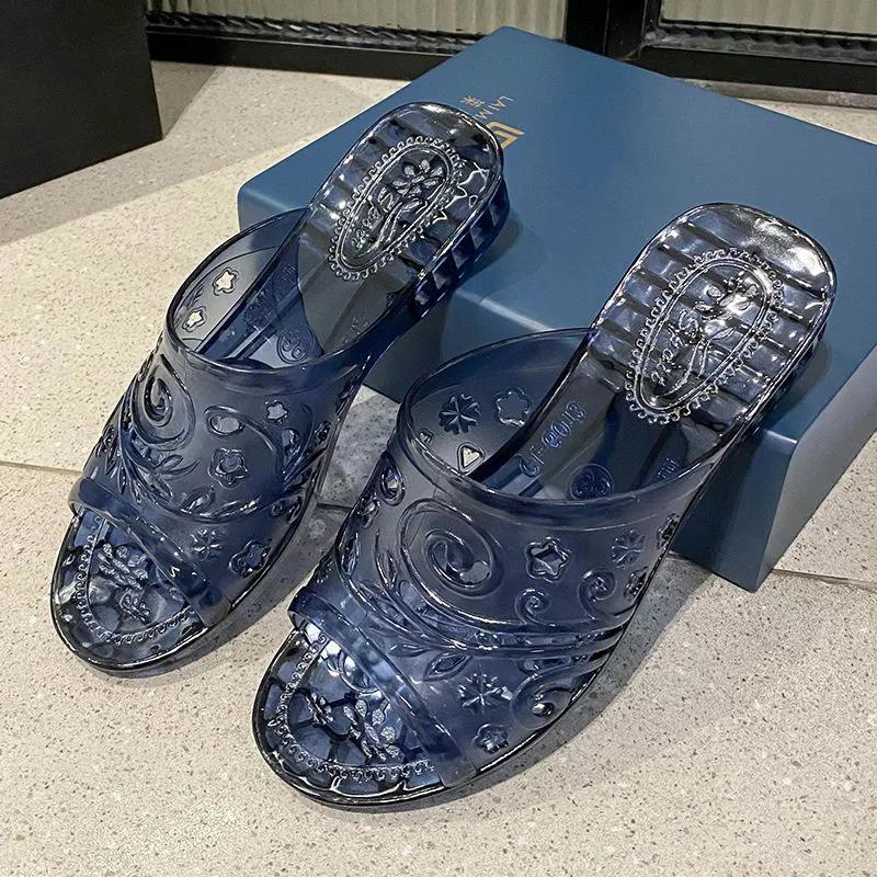 WTEMPO Large Size Solid Color Slippers Women's Spring Summer Casual Home Slope Heel Anti Slip Anti Odor Wear-resistant PVC Shower Thick Heel Slippers