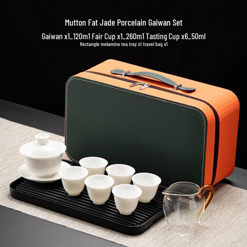 Jialang Portable Suet Jade Porcelain Kung Fu Travel Tea Set