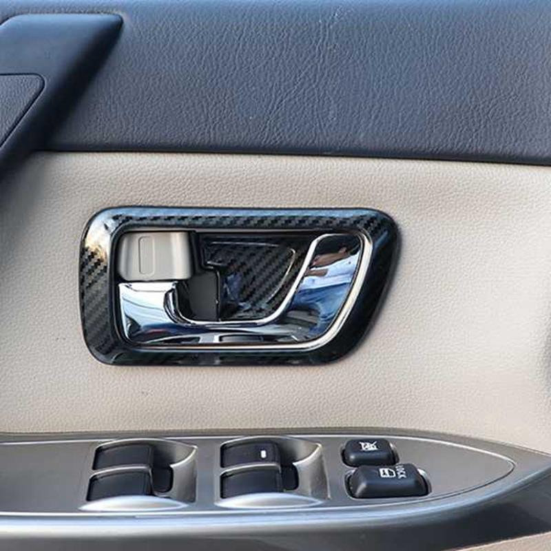 A87Q-4szt. Panel Osłona Miski Klamki Wewnętrznej Drzwi z Włókna Węglowego Wykończenie dla Mitsubishi Pajero 2007- Listwy Wnętrza