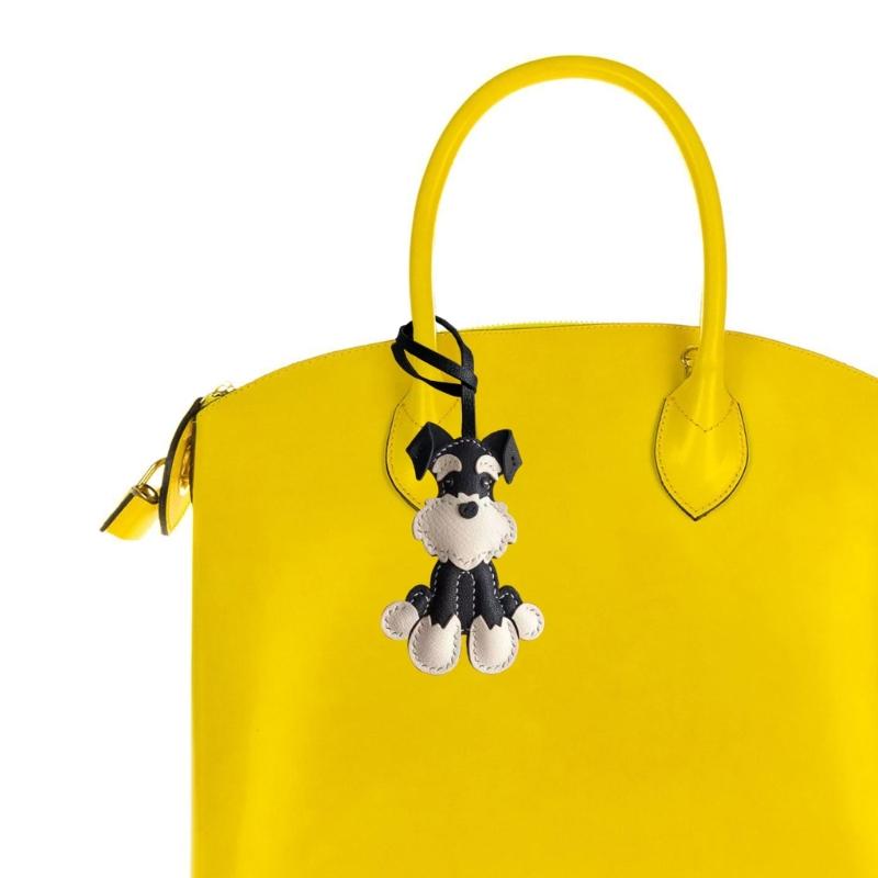 Elegant Schnauzer Dog Keychain Fashionable Schnauzer Leather Key Chain Charm Handcrafted Keychain for Gifts