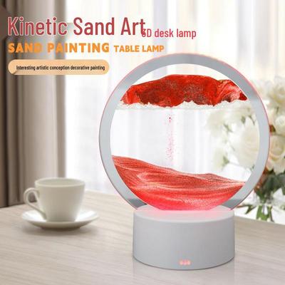 Sablier Liquide Lumineux 3D - Lampe de Table Créative avec Télécommande et Contrôle Tactile