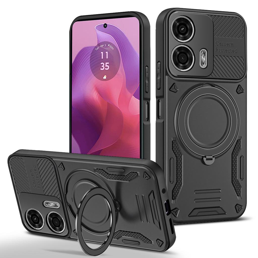 Magnetic Case For Motorola Moto G04 4G / G24 4G Shockproof TPU + PC Phone Back Cover with Kickstand