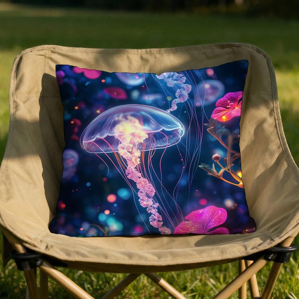 

Marine Life Jellyfish Cushion Cover Soft Reversible Durable Pillow Cover MultiScene Use for Home Car Daily Comfort 30x30cm