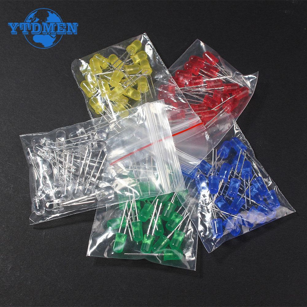 50/100pcs F5 5MM LED Diode Assorted Kit Ultra Bright LED Diodes White Red Blue Green Yellow DIY Light Emitting Diodes