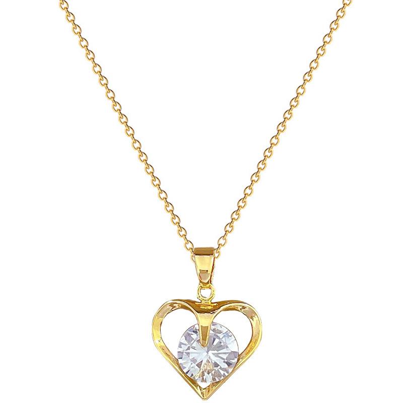 Light Luxury Temperament Real Gold Gorgeous Love Zircon Necklace Female Versatile Clavicle Chain Titanium Steel Chain