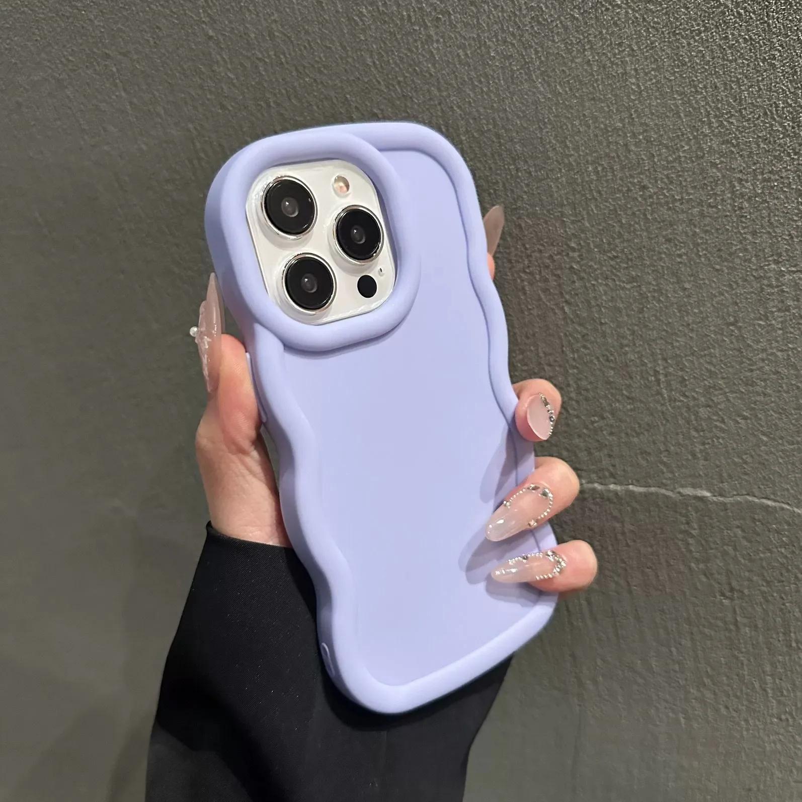 

Мягкий чехол Candy Curly Wave для iPhone 11 12 13 14 15 16 Pro Max 7 8 Plus X XR XS SE, противоударный чехол-бампер For iPhone 16 Pro