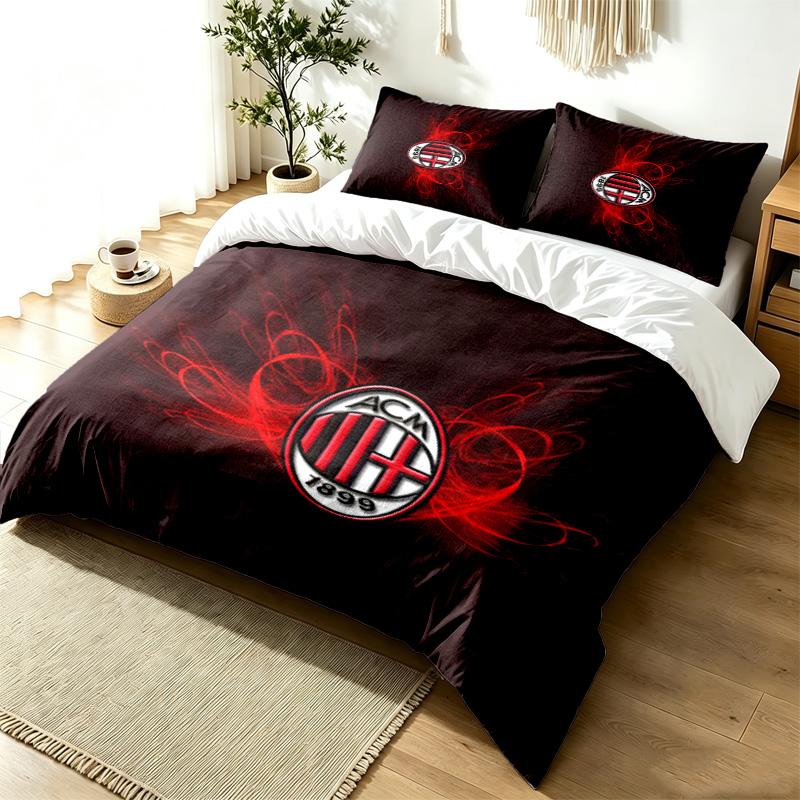 AC Milan Set Copripiumino 3 Pezzi Semplice Moderno Tessuto Morbido Resistente alle Pieghe Uso Stagione Singola un regalo perfetto