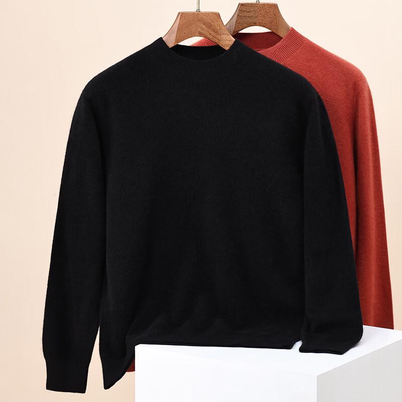 Hengyuanxiang Men s 100% Wool Brushed High-Neck Pullover Sweater M