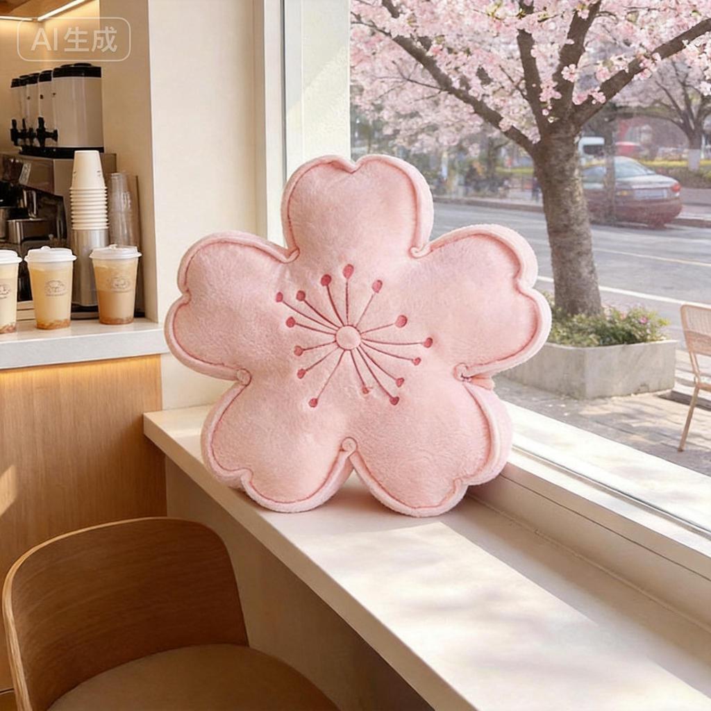 45cm Lebensechte Rosa Kirschblüten Plüschtier Kissen Kawaii Blume Plüschkissen Matte Weiche Plüschpuppe Raumdeko Geschenk Mädchen Kinder