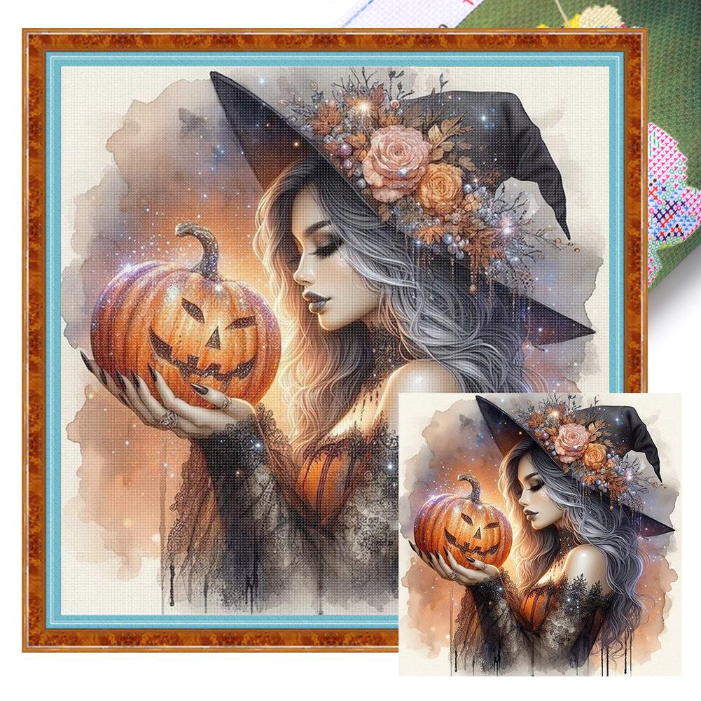 Witch Printed Cross Stitch Kit DIY 11CT Embroidery Craft Set Home Decoration