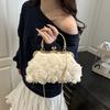 Elegante Damen 3D Blumen Chiffon Abendtasche Handgefertigte Kettengriff Clutch Handtasche für Hochzeitsfeier Schulter Crossbody