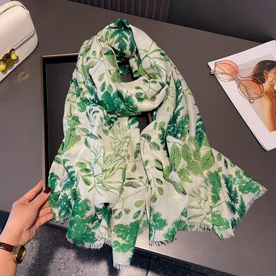 Fashion Lurex Glitter Leaf Floral Fringe Viscose Shawls Scarf Lady High Quality Thin Wrap Beach Stole Bufandas Muslim Hijab