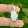 925 Sterling Silver Oval Rainbow Moonstone Stone Bezel Wife Engagement Pendant