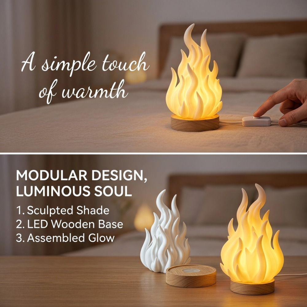 Color Changing Simulation Flame Night Light Creative Bonfire Lamp Gift 3D Printed Light Courtyard