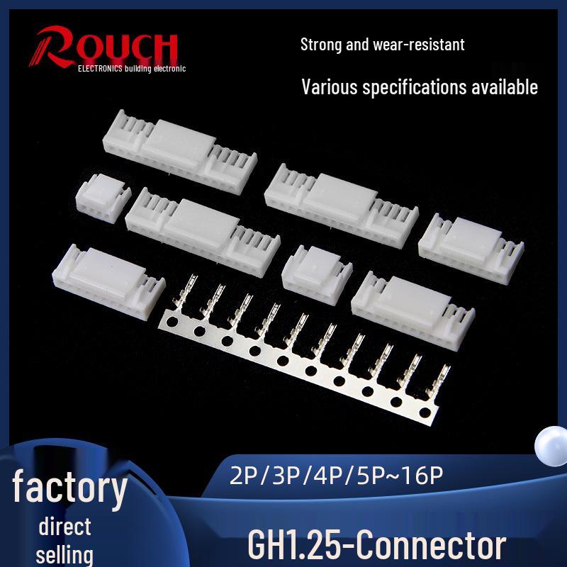 GH1.25 1.25mm Pitch Connector with Lock Buckle, Plastic Housing, and 2-16Y Spring Contact Crimp Terminal