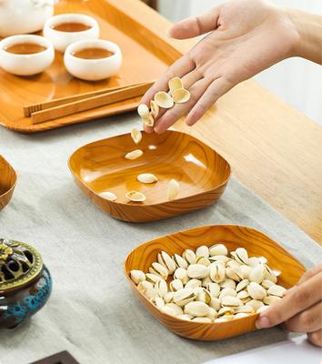 Household Small Plate Imitation Wood Grain Tray Plate 2pc