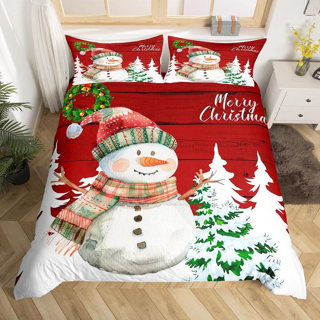 Pink Plaid Christmas Tree Three-Piece Quilt Cover 3D Digital Printing Bedding Set Bed Cover
