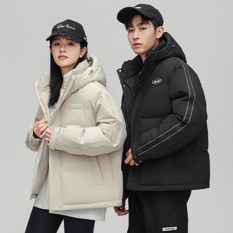 Winter down jacket for men and women, short winter workwear, trendy brand hooded 90 duck down outdoor warm jacket