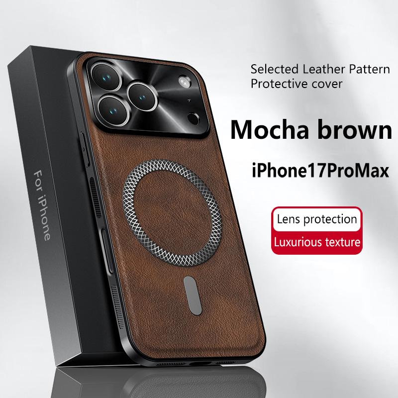 Custodia per iPhone 17 Pro Max Magnetica Elegante in Pelle Resistente all'Usura Obiettivo Completamente Coperto Impugnatura Antiscivolo Copertura Bordi