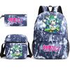 3Pcs/set Anime Cartoon Hatsune Miku Printed Backpack with Shoulder Bag Pencil Case for Teenager Student Boy Girl Large Capacity Waterproof Schoolbag