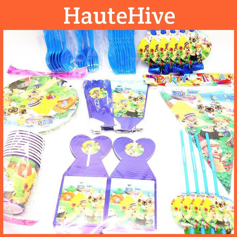 Crossing Animal Birthday Party Supplies Kids Decor Plate Tablecloth Hat Banner