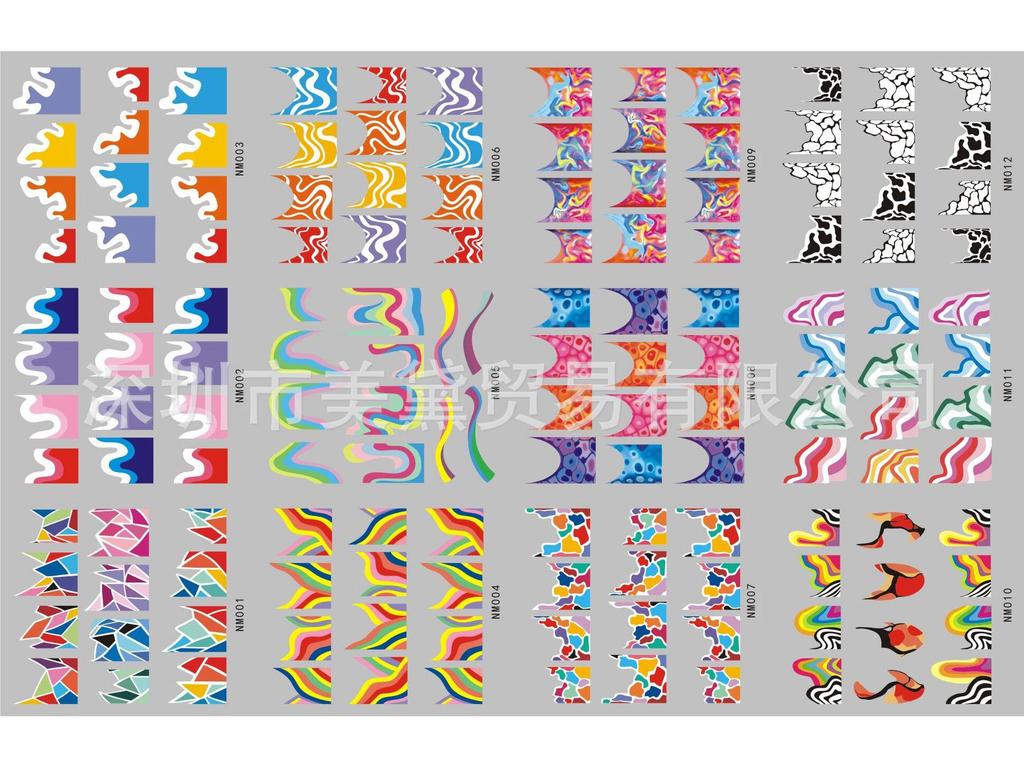 Abstrakte Smiley-Gesicht Wasseraufkleber für Nägel - Große Bögen