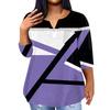 Maglione da donna alla moda casual con maniche a tre quarti e scollo a V stampato, manica 4/3