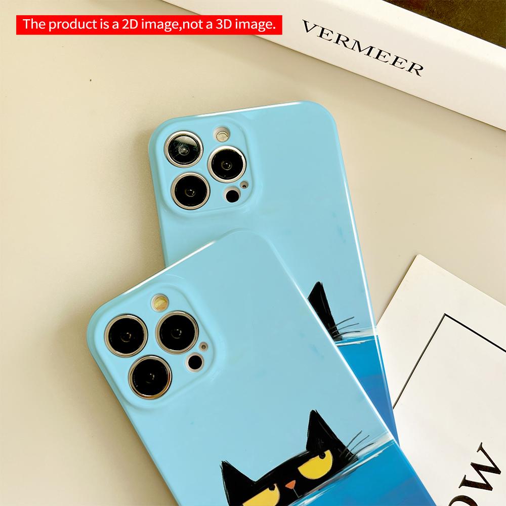 Black Cat Swimming with Fish in Blue Water All inclusive film hard phone case, compatible with iPhone 18 Pro Max 17 16 15 14 13 12 11